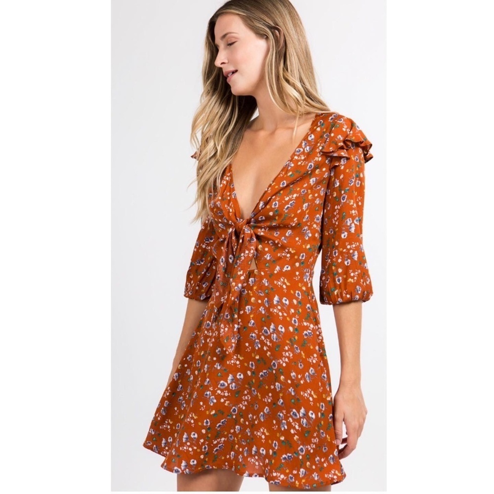 Fall Floral Flounce Dress